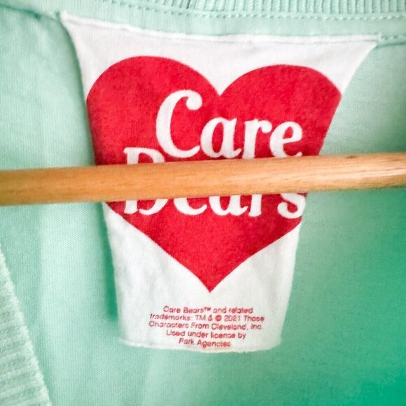 Asos Design Care Bears Turquoise Bear eating Pizza Long Sleeve T Shirt 8 - Picture 4 of 6